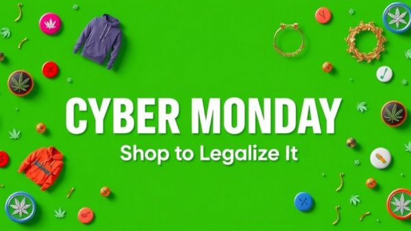 NORML Store Cyber Monday promotional graphic with merchandise icons