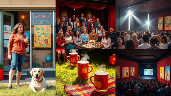 Diverse community scenes addressing food insecurity and engagement.