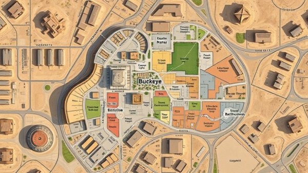 Map highlighting Buckeye real estate growth and development sites.