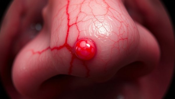 Engasertib for hereditary hemorrhagic telangiectasia: Close-up nasal endoscopy view.