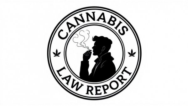 Cannabis Law Report logo, silhouette design, licensed premises-related rule revisions.