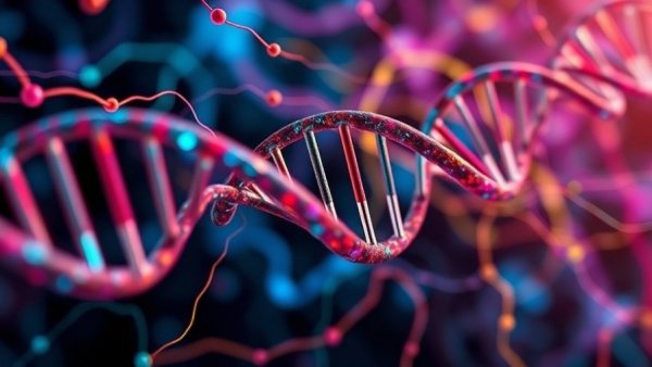 Abstract DNA and neural connections, symbolizing Alzheimer's research.