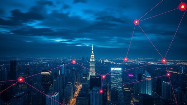 Digital network over cityscape illustrating Arizona broadband expansion funding.