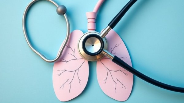 Stethoscope on pink lungs cutout symbolizing Cystic Fibrosis Treatment Breakthrough.