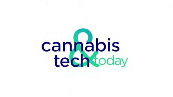 Minimalistic logo design for cannabis & tech today with blue and green text