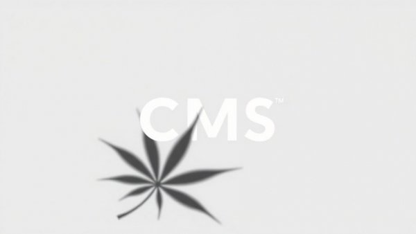 Minimalist CMS logo with cannabis leaves; medical cannabis oil dosing guide concept.