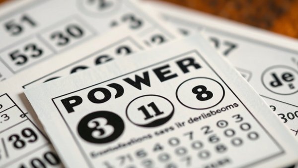 Close-up of Powerball lottery tickets showing numbers.