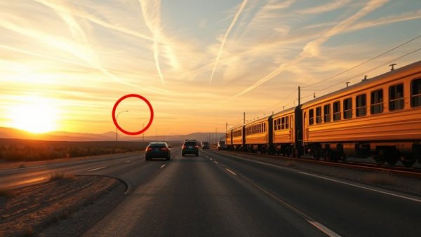 Maricopa highway rollover crash scene at sunset with marked vehicle.