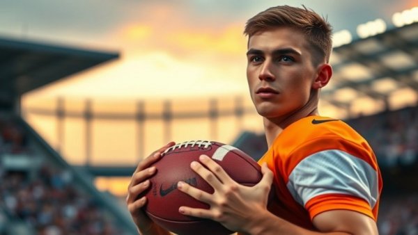 Football player during game, Sam Leavitt transfer news-related image.