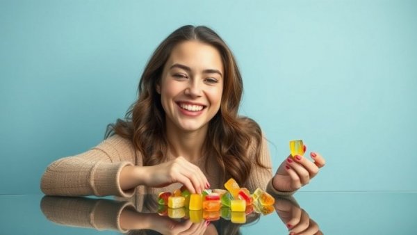 Woman with cannabis gummies for 2025 cannabis holiday gift guide.