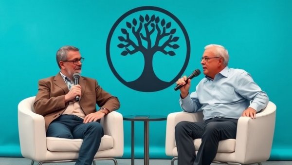 Cannabis Coast to Coast Special interview scene with two men talking.