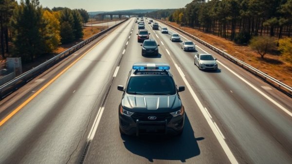 Highway scene with Grappler technology recovering stolen vehicle.