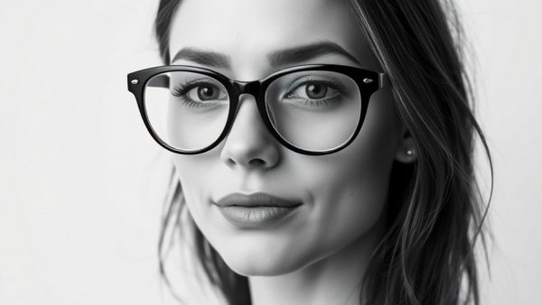 Portrait of woman with glasses, focus on eyes, cannabis industry state laws context.