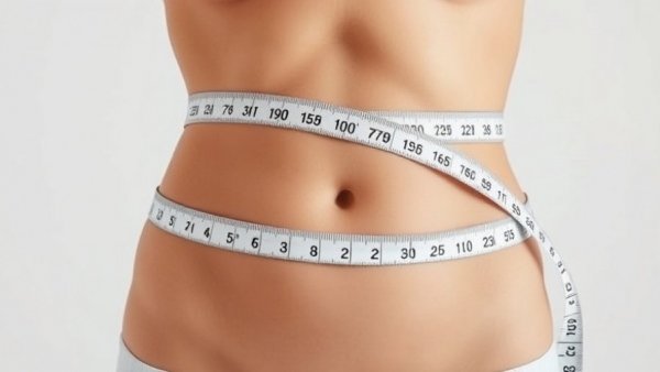 Waist with measuring tape showing weight-adjusted waist index.
