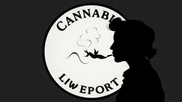 Vintage silhouette logo related to cannabis culture and law.