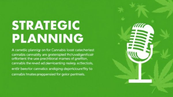 Cannabis Industry Compliance strategies planning banner with microphone and text.