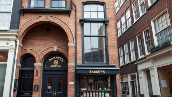 Barney's coffeeshop entrance with classic brick archways.