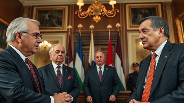 Official gathering in ornate office, cannabis industry news discussion.