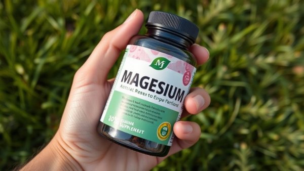 Magnesium supplement for sleep and mood benefits held outdoors.