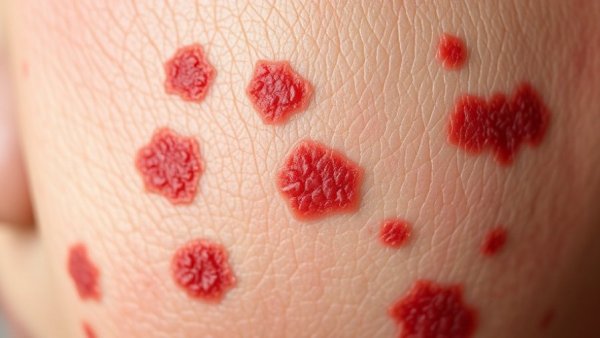 Close-up of psoriasis plaques illustrating biologics safety in psoriasis patients with cancer