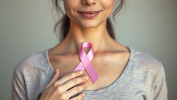 Person holding pink ribbon for breast cancer awareness, symbolizing endocrine therapy and breast cancer recurrence support.