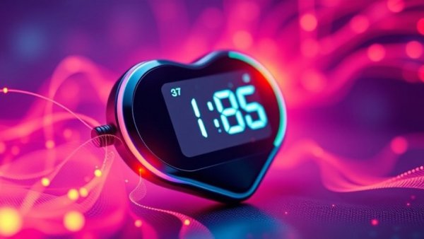 Futuristic cardiovascular technology device with glowing display.