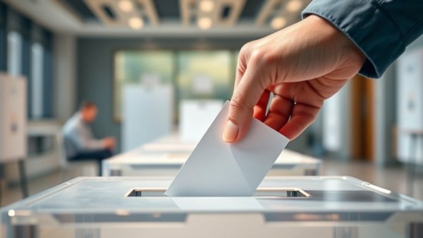 Person voting with ballot box related to cannabis topic.