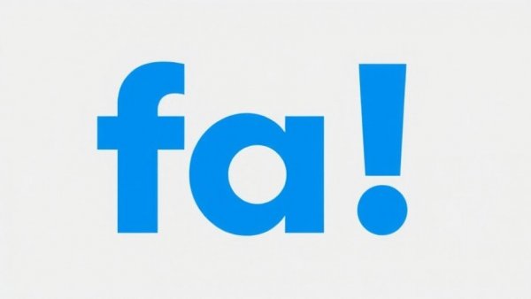 Bold blue typography reading 'fa!' on grey background.