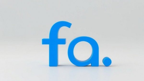 Stylized 'fa!' in bright blue on gray backdrop.
