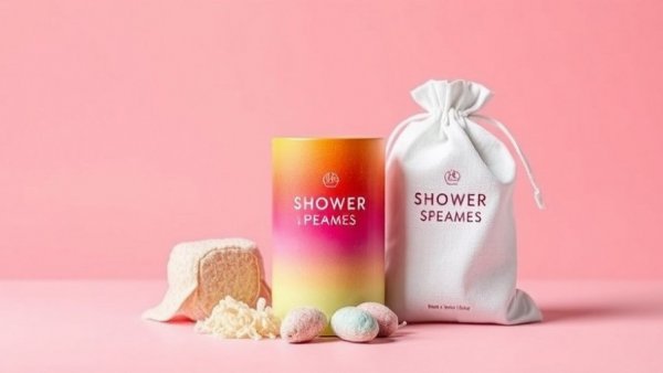 Vibrant shower steamers packaging against a pink background.