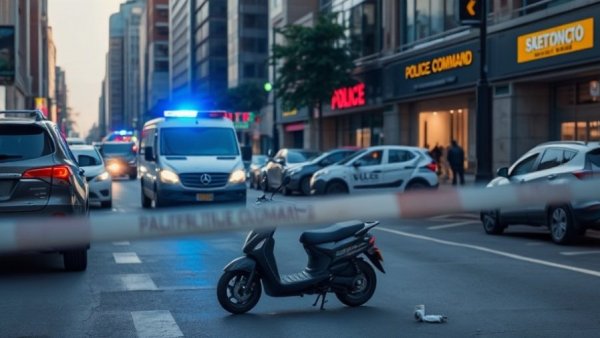 Police presence after gun violence in Phoenix downtown street.