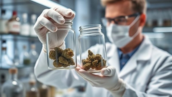 Scientist analyzing cannabis samples in lab for cannabis industry news