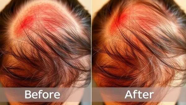 Red light therapy for hair loss: before and after collage.