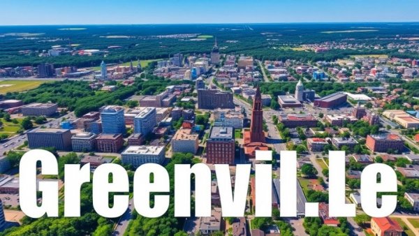 Local news Greenville SC aerial view with logo overlay.