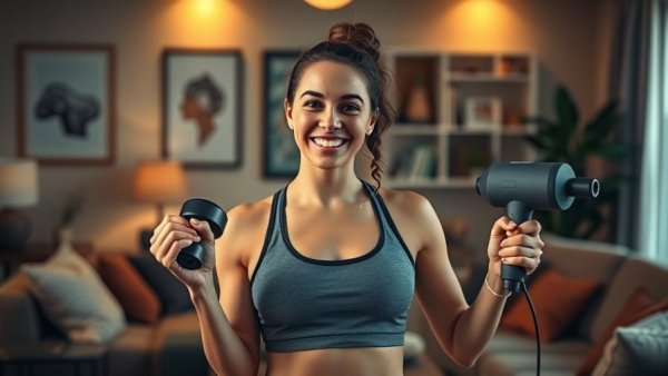 Sculpted Legs and Booty Workout: Woman with dumbbell in cozy room.