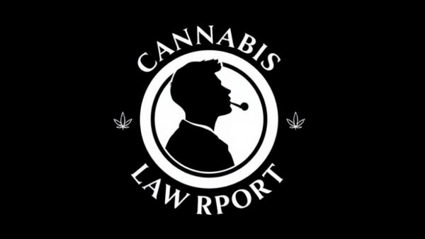 Cannabis Law Report silhouette emblem with text.