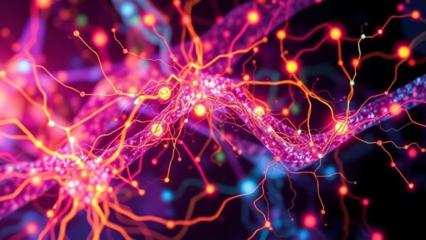 Abstract illustration of neural energy pathways in Alzheimer's