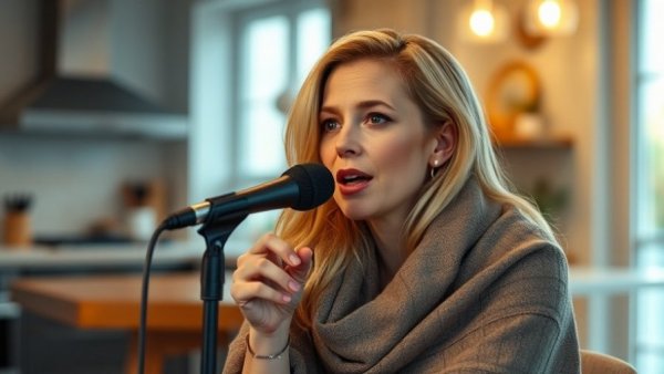 Woman discussing digital currencies in cannabis banking, seated indoors.
