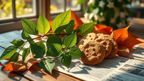 Cookies and greenery on table during 2026 Girl Scout Cookie Season.