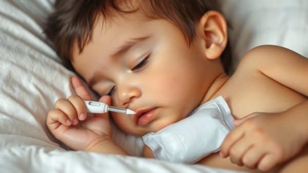 Young child with thermometer and ice pack in bed, related to Arizona healthcare.