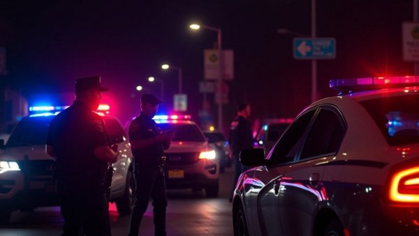 Greenville SC news: active night police scene under flashing lights.