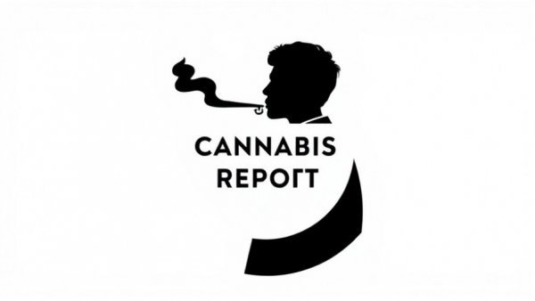 Logo featuring silhouette of person with cannabis, minimalistic design.