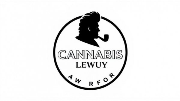 Monochrome logo of barrister with pipe related to cannabis law.