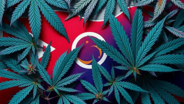 Ohio flag and cannabis leaves overlay symbolizes Ohio cannabis sales.