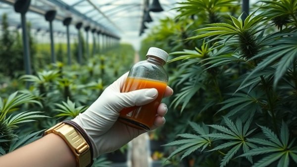 Streamline commercial cannabis cultivation with nutrient solution in greenhouse.