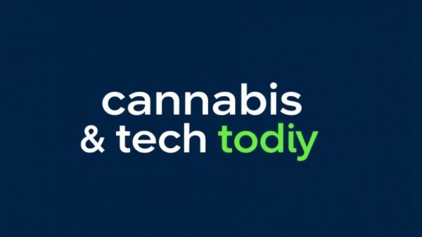 Cannabis industry news logo with tech theme.