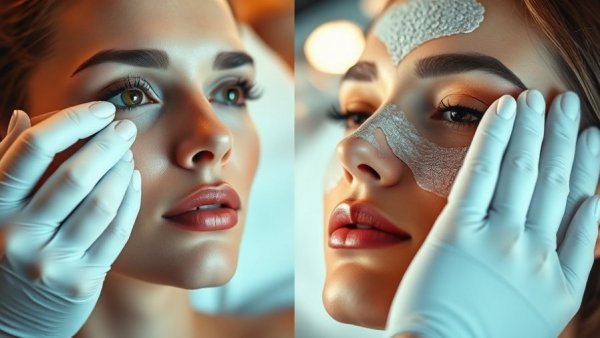 Collage of women's beauty techniques for skincare.