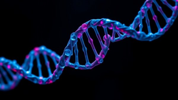 Artistic DNA strand illustrating falling costs of genetic sequencing.