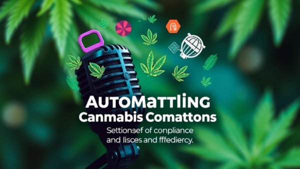 Podcast cover on cannabis industry compliance with vibrant design.