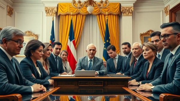 Professionals in office discussing cannabis industry news.